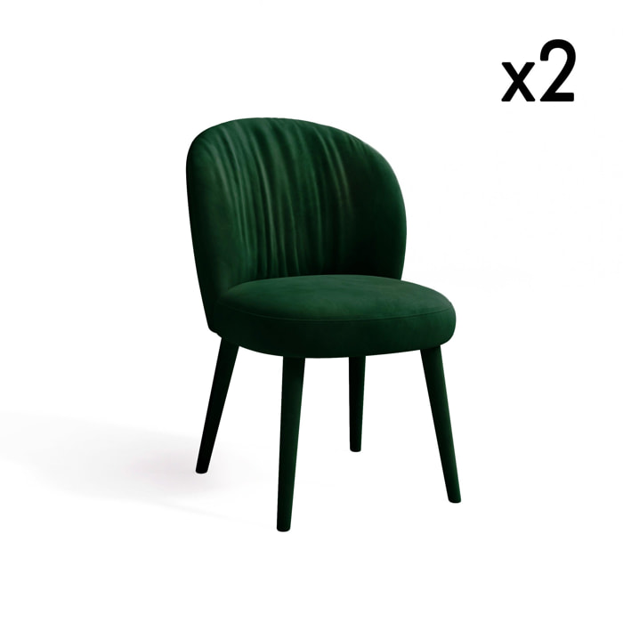Lot de 2 chaises velours vert forêt pieds velours