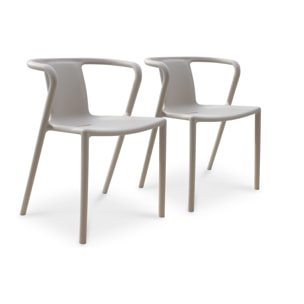 DIEGO - Lot de 2 fauteuils de jardin empilables en Polypropylène sable