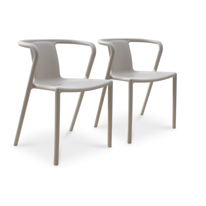 DIEGO - Lot de 2 fauteuils de jardin empilables en Polypropylène sable