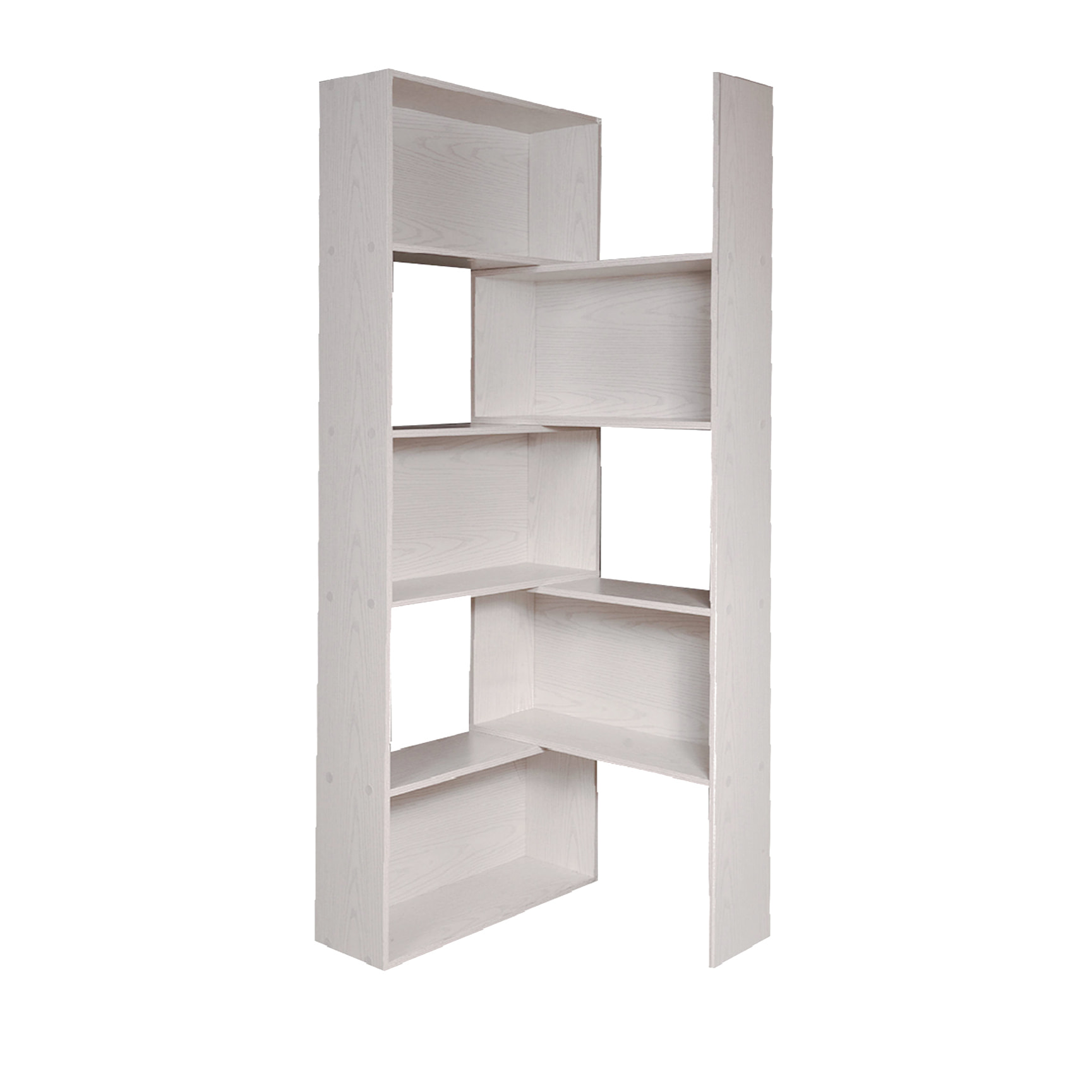 Libreria estensibile in larghezza a 5 vani aperti, Scaffale per libri e documenti da ufficio, Made in Italy, cm 72x22h181, colore Rovere sbiancato