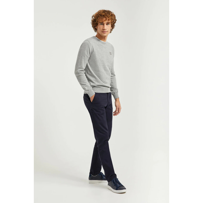 Pantaloni casual blu in cotone elasticizzato con particolari Polo Club