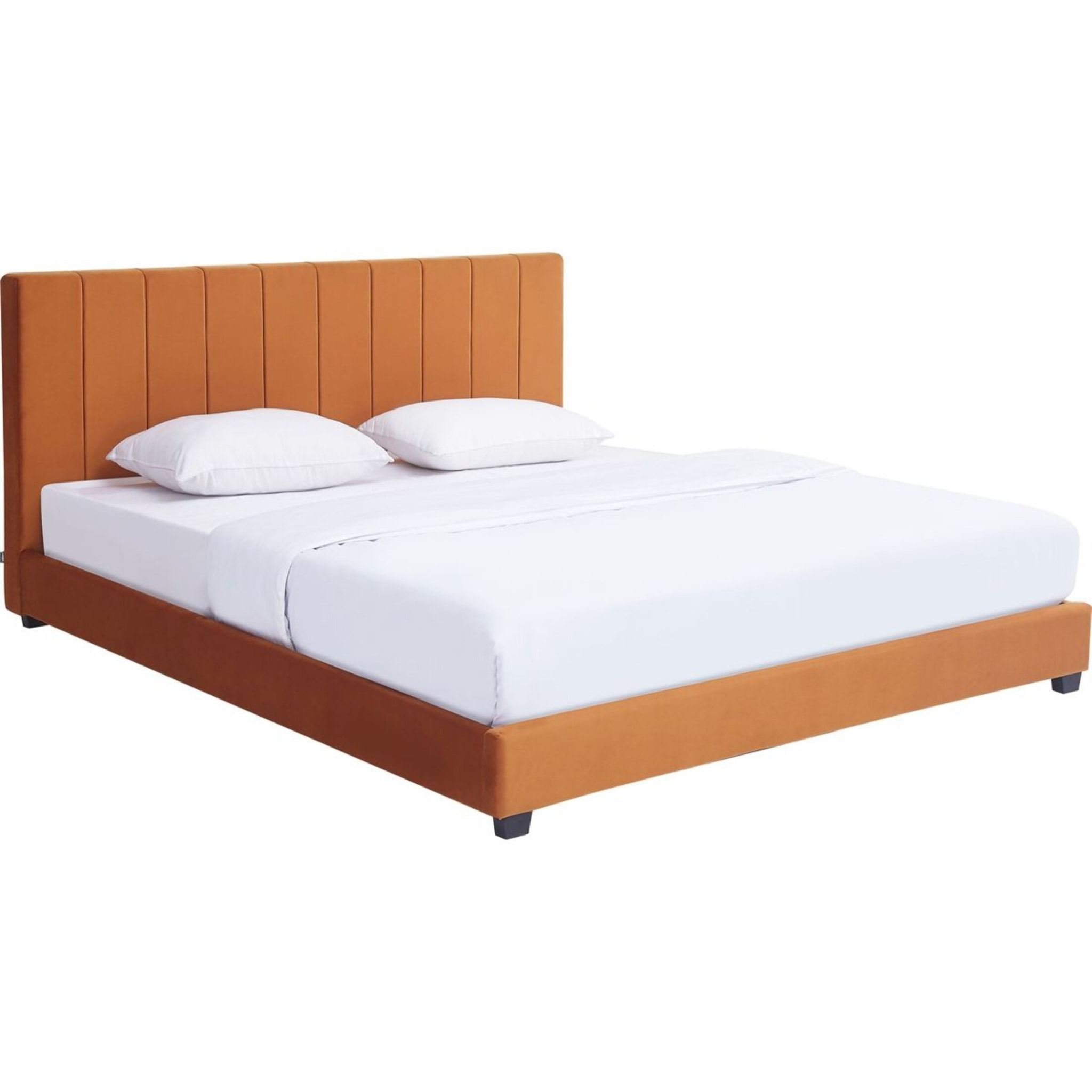 Lit avec tête de lit en velours - WILLIAM
