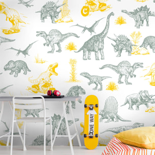 Papier peint panoramique Dino Fun - Un décor mural de 6 lés (288x270cm), créé et fabriqué en France