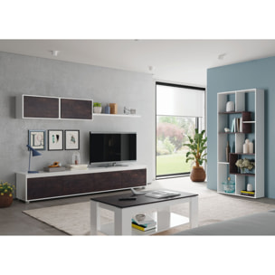 Parete Attrezzata Mobile Mobile Soggiorno TV con Mensola e Modulo Sospeso Salotto Legno Base Televisione Sala da Pranzo 200x41x43 cm Bianco E Ossido