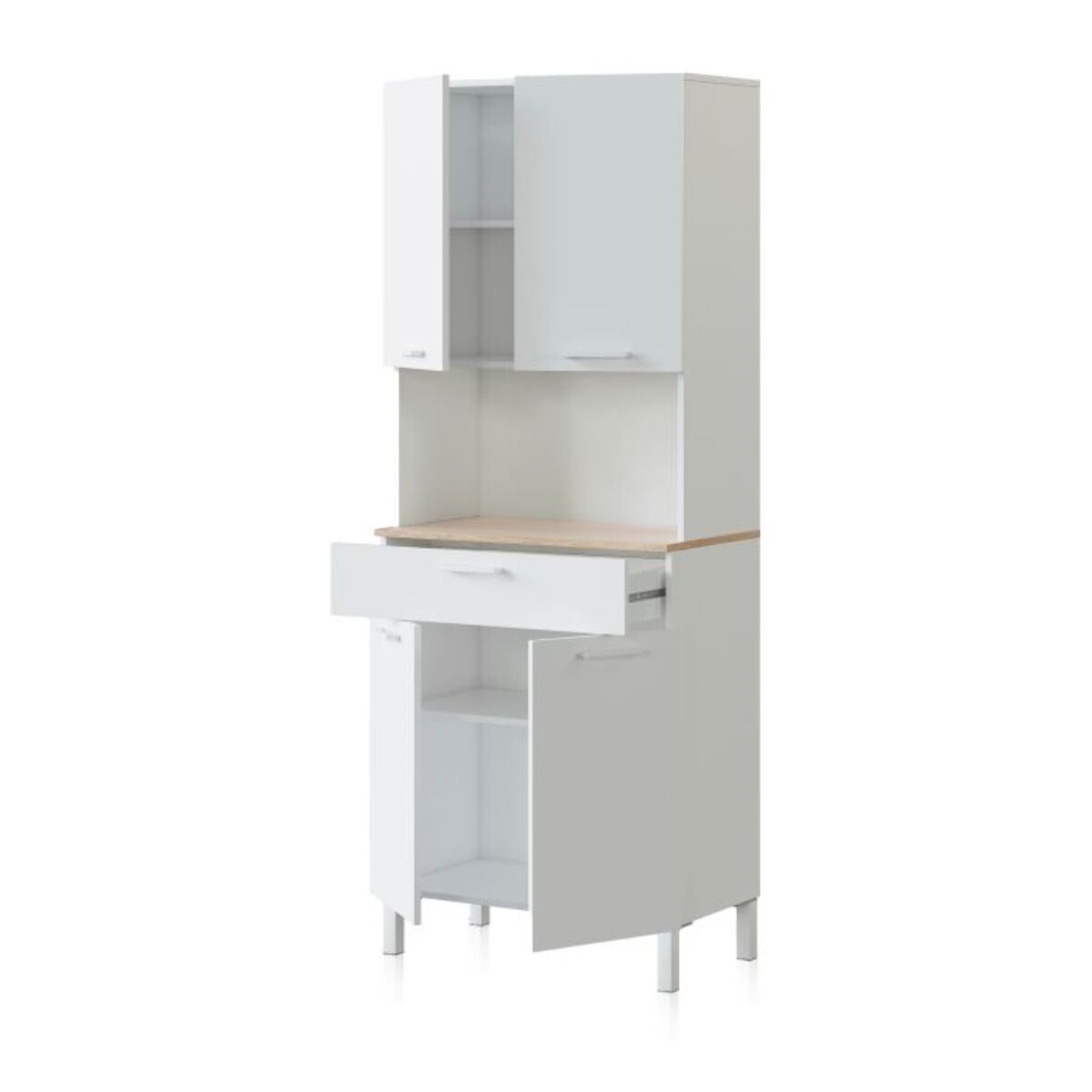 Alacena cocina Colin 4 Puertas Blanco Artik (Blanco Mate) - Roble Canadian