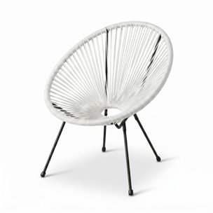 Sedia da giardino in acciaio e vimini sintetico multistring, poltrona outdoor design moderno, resistente a UV e acqua, antiruggine e facile da montare, seduta ergonomica e traspirante, ideale per balcone terrazzo e giardino