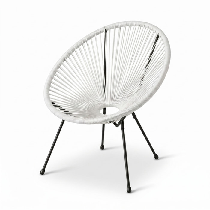 Sedia da giardino in acciaio e vimini sintetico multistring, poltrona outdoor design moderno, resistente a UV e acqua, antiruggine e facile da montare, seduta ergonomica e traspirante, ideale per balcone terrazzo e giardino