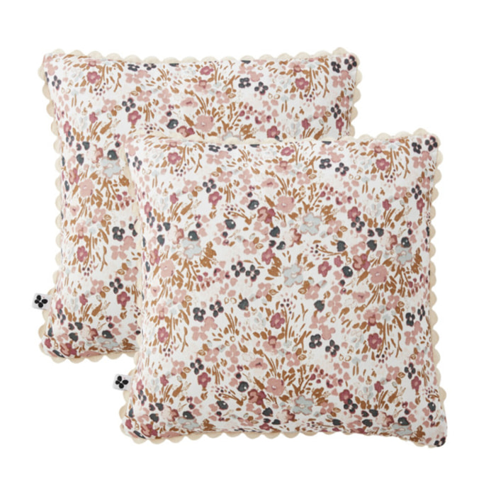 Lot de 2 Coussins 40 x 40 cm en Gaze de Coton avec Crochet - CAPUCINE