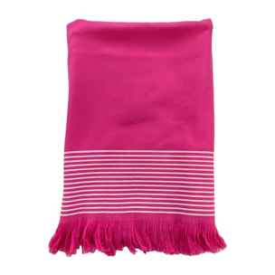 Fouta doublée éponge Paski Fuchsia 90x170 300g/m²