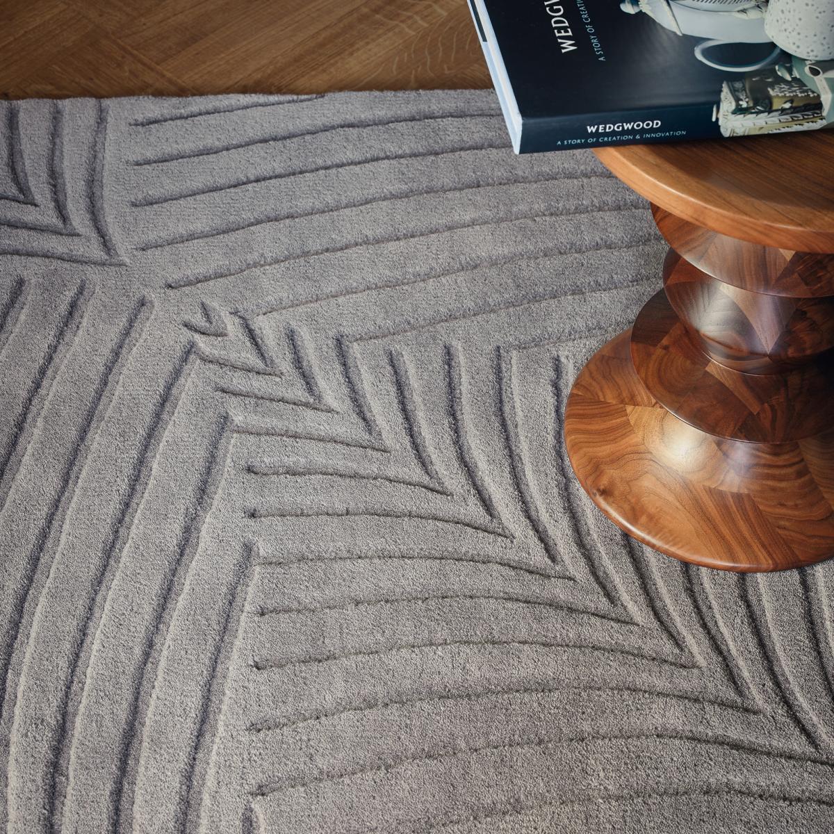 Tapis salon et chambre fait à la main en laine motif faux uni QUITA