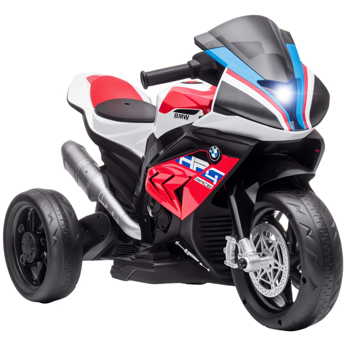Moto Eléctrica BMW HP4 para Niños de +18 Meses Motocicleta de Batería 6V con Música USB Velocidad 2,5 km/h Avance y Retroceso Carga 30 kg 82,5x42x54 cm Rojo