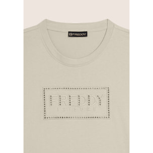 T-shirt con Maniche ad Aletta e Logo Ricamato