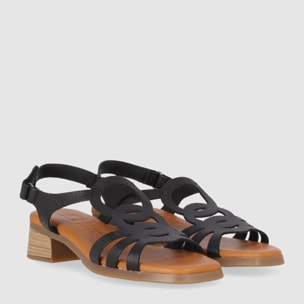 Sandalias de Piel - Negro - Tacón: 3 cm