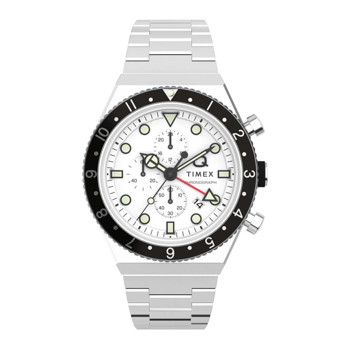 Orologio Timex Q GMT Acciaio Silver