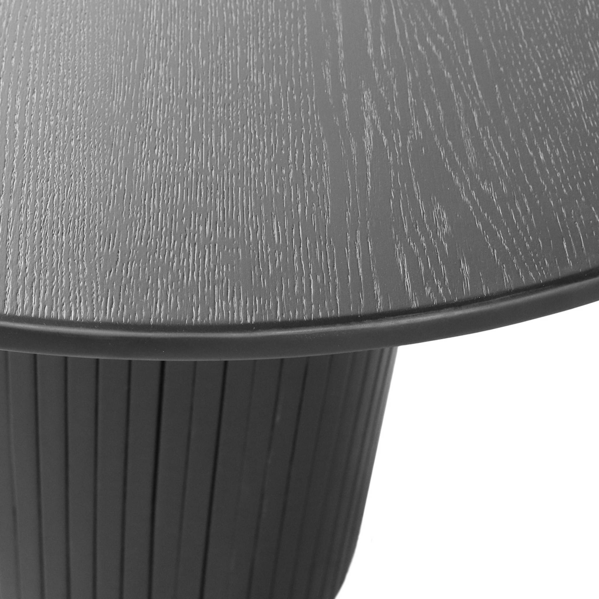 Table à manger oblongue bois d'hévéa et placage chêne 8 places noir - L 220 x P 100 x H 73 cm - Estelle