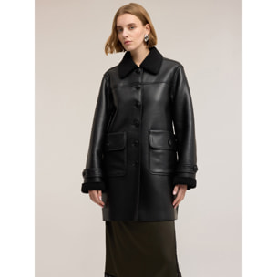 Motivi - Cappotto effetto shearling - Nero