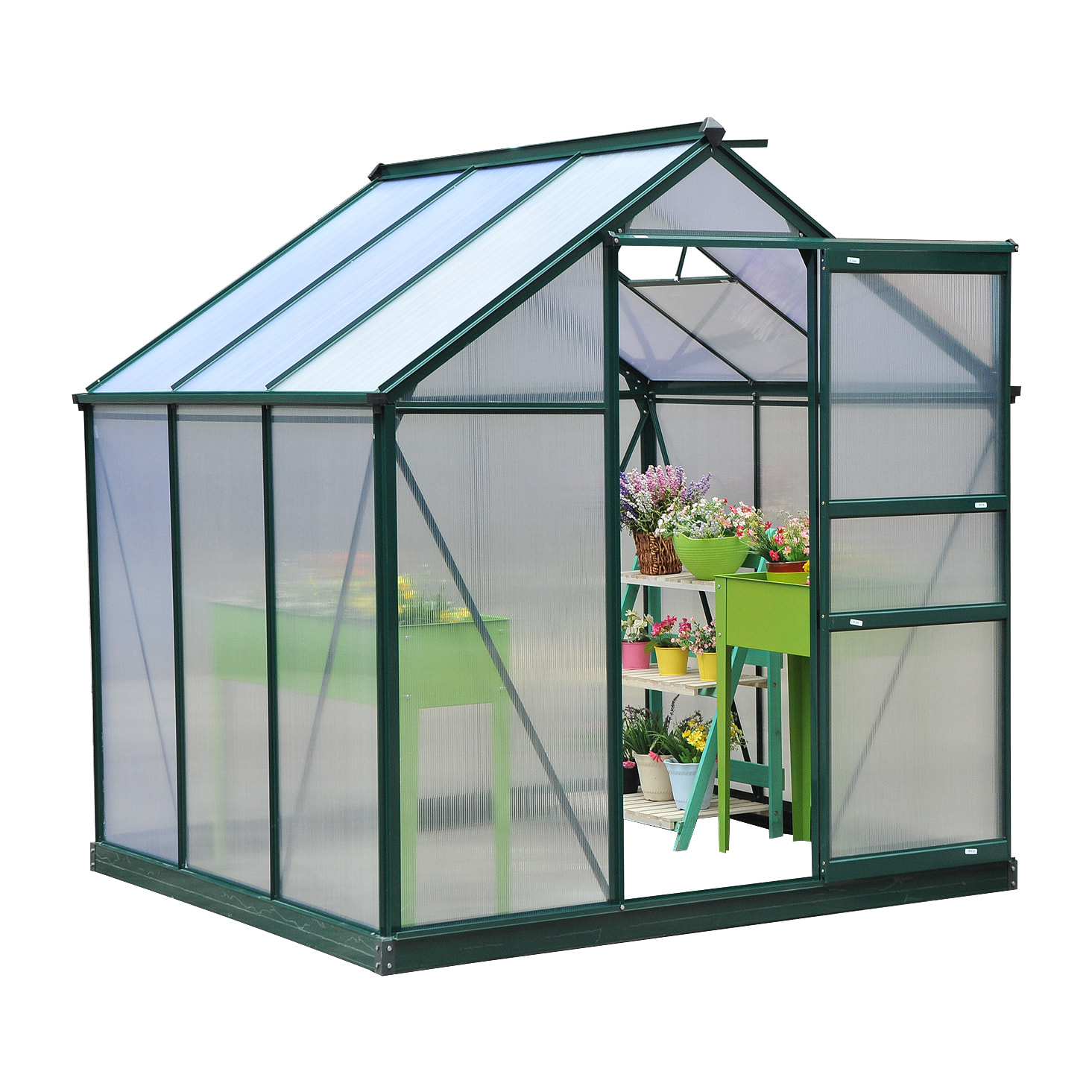 Serre de jardin polycarbonate alu. vert