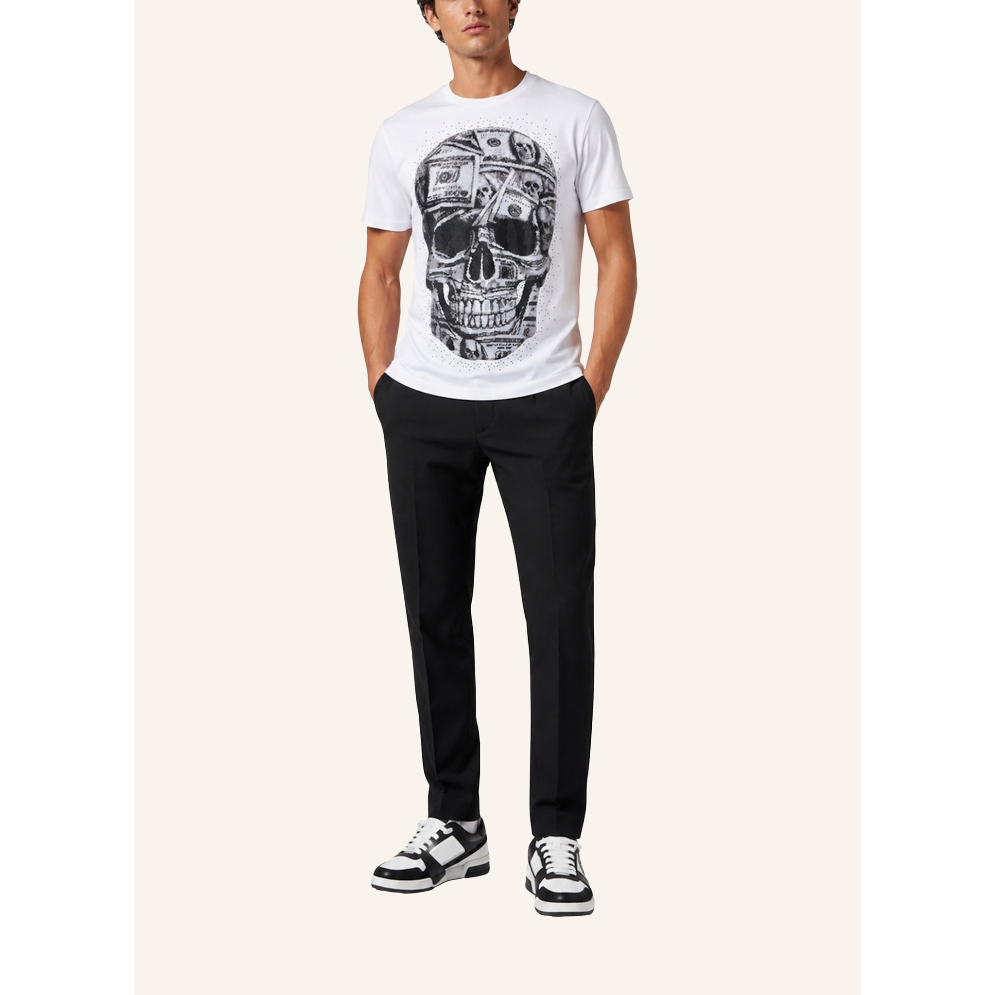 PHILIPP PLEIN Camiseta de cuello redondo y manga corta SKULL