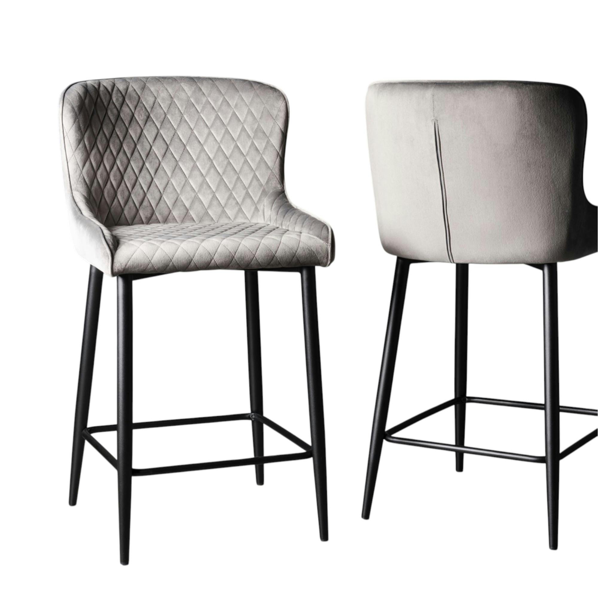 Chaise de bar velours gris (lot de 2) ARLINGTON