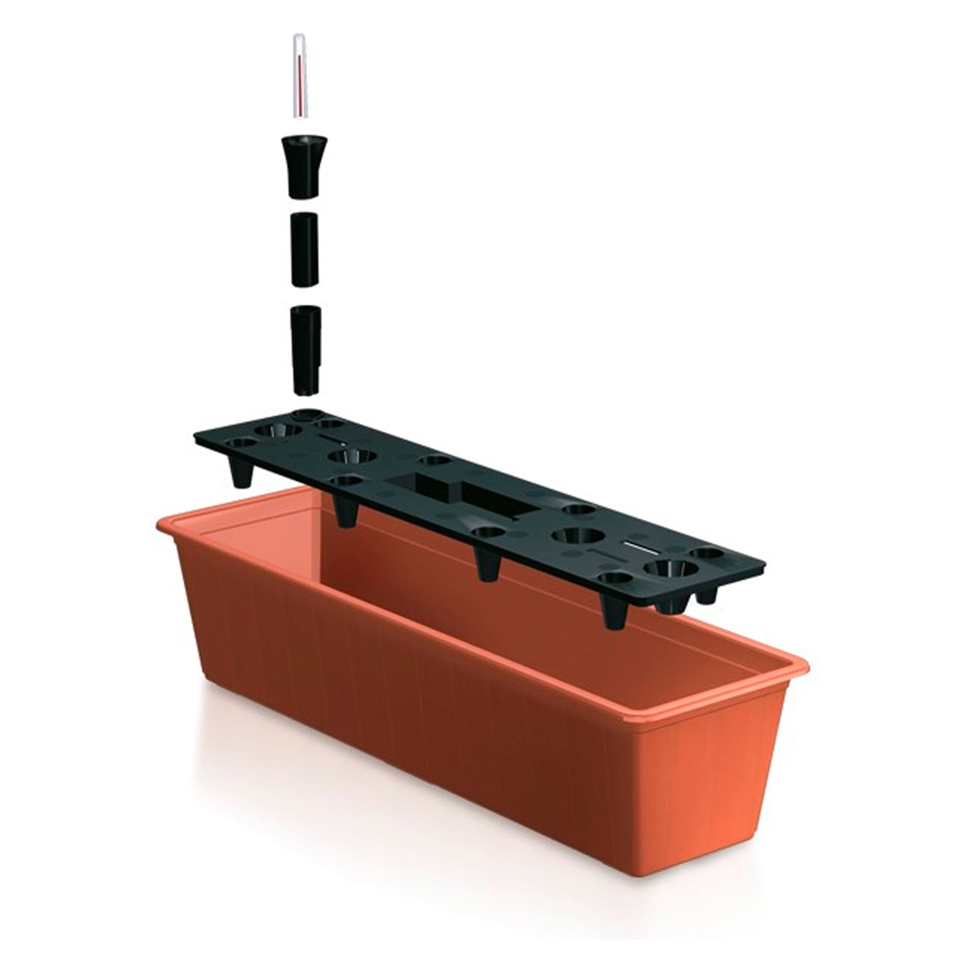Macetero para balcon Prosperplast 11 L en color terracota CON SISTEMA DE RIEGO 60 x 18 x 14 cm