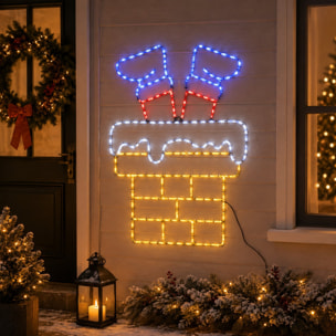 Figura led chimenea de papá noel con 234 leds y efecto intermitente, decoración navideña para exterior e interior 48x60 cm