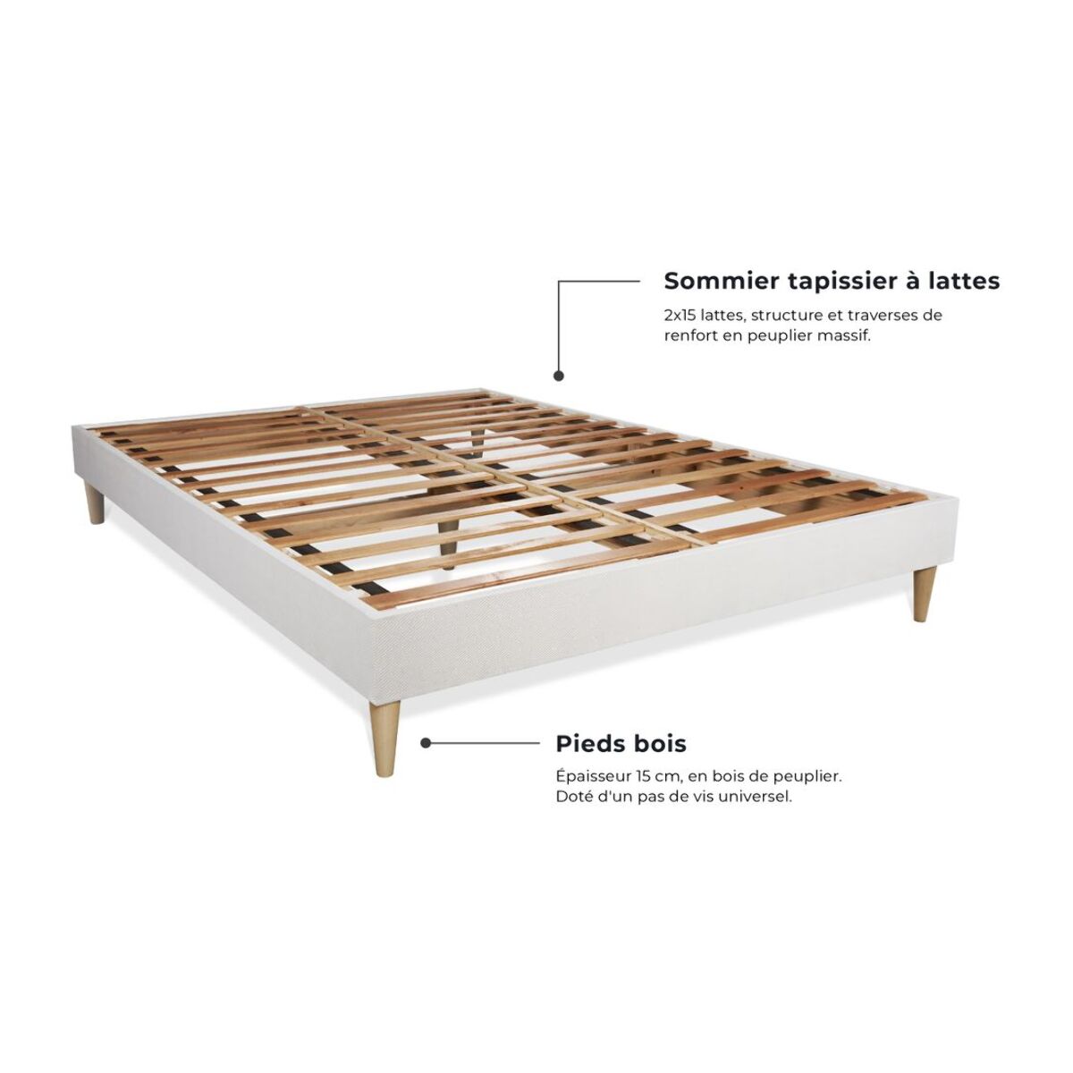 Ensemble - Matelas Mémoire de forme et micro ressorts ensachés 26cm d'épaisseur - 7 zones de confort - Confort équilibré - Sommier tapissier en kit - 2 places