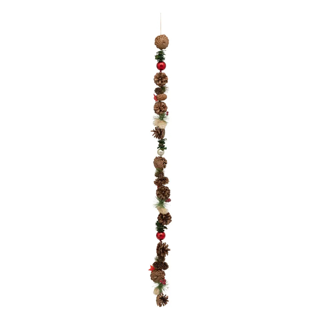 Guirlande de Noël bois pomme de pin rouge 1m