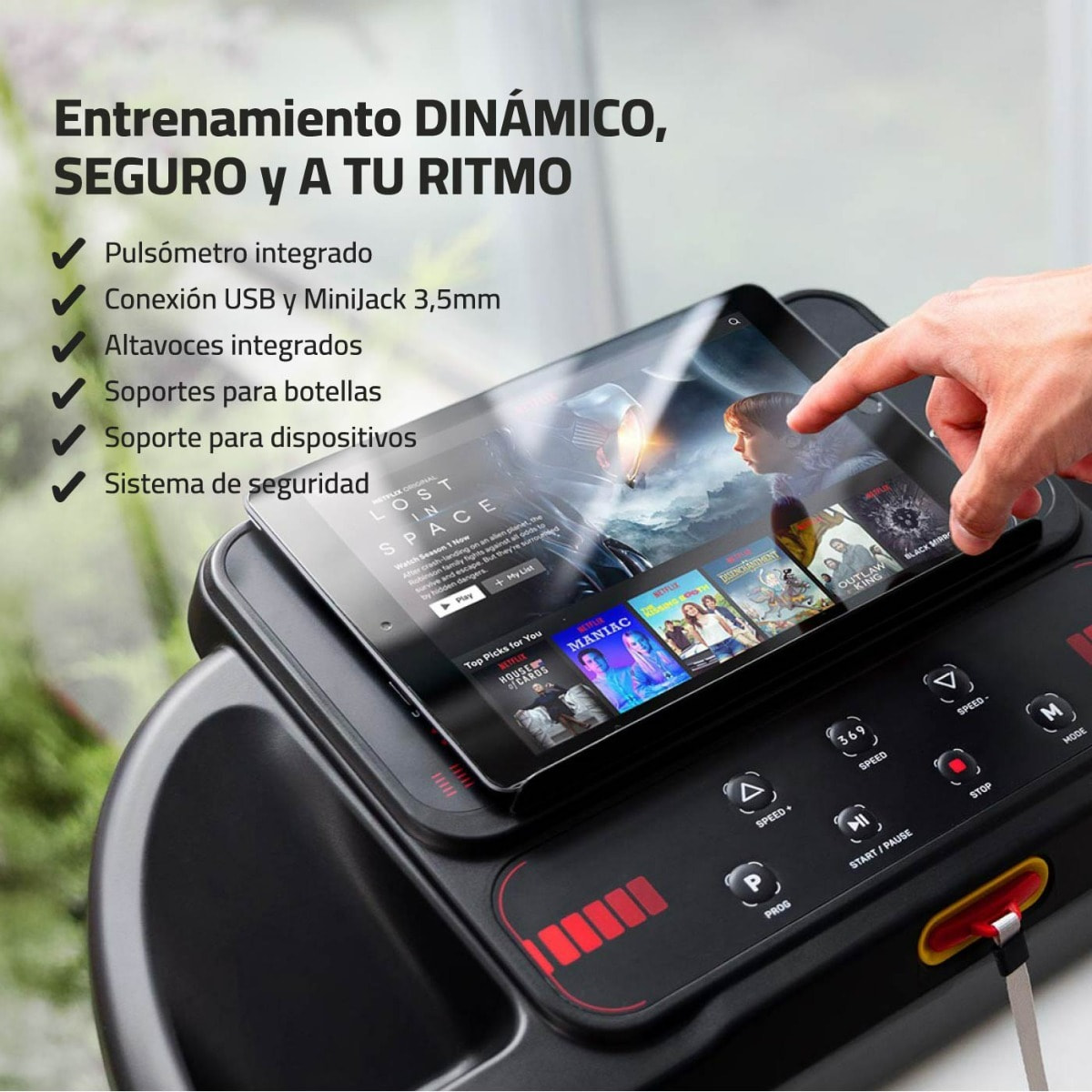 Cinta de correr plegable hasta 14km/h inclinación manual 1500W
