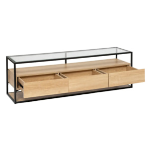 Meuble tv 3 tiroirs "Aldea" beige 160x50x40cm