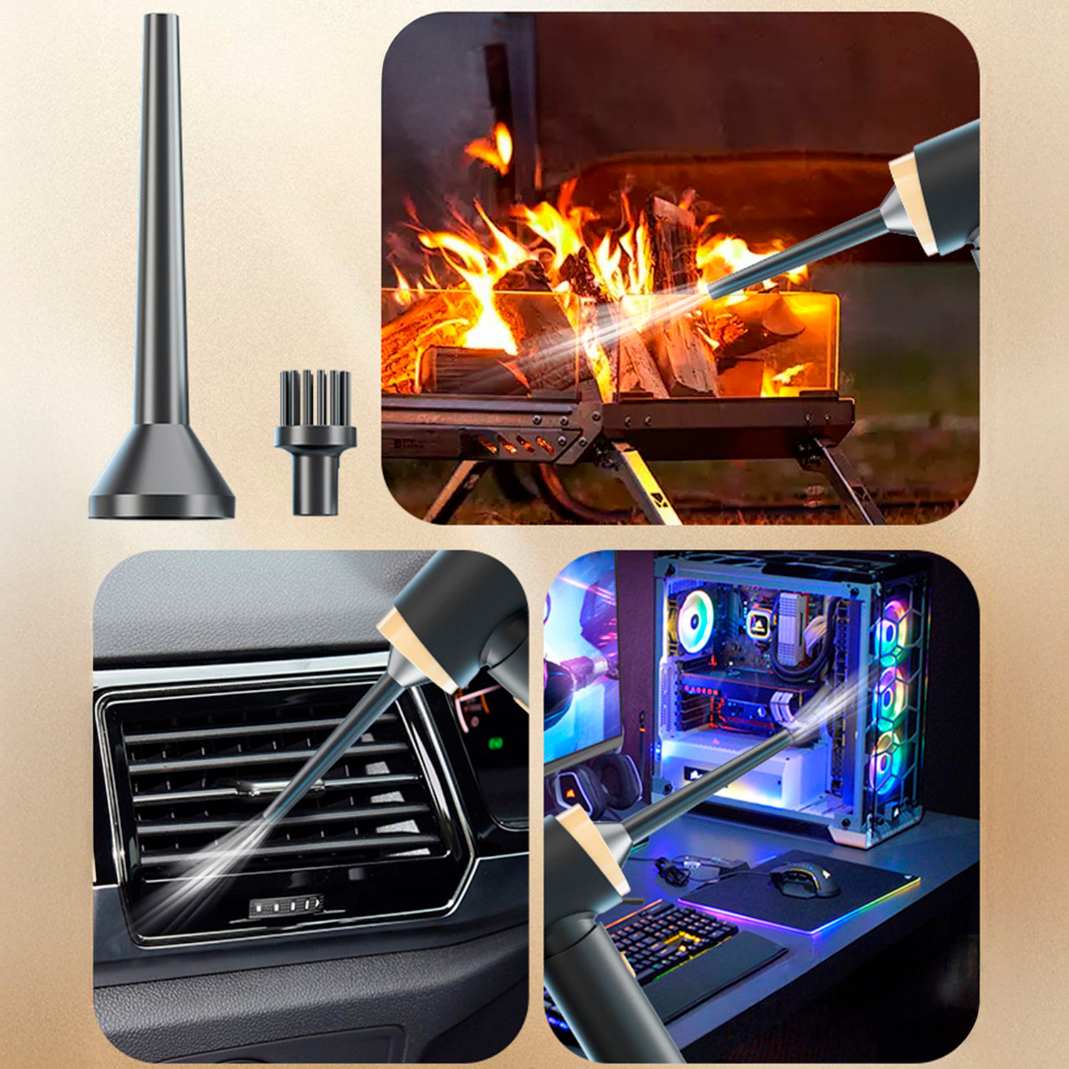 Aspirapolvere e soffiatore a mano 5 in 1, con 5.000 pa, batteria da 2000mAh.