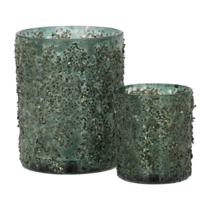 J-Line photophore Pierres Fines - verre - gris/vert - large