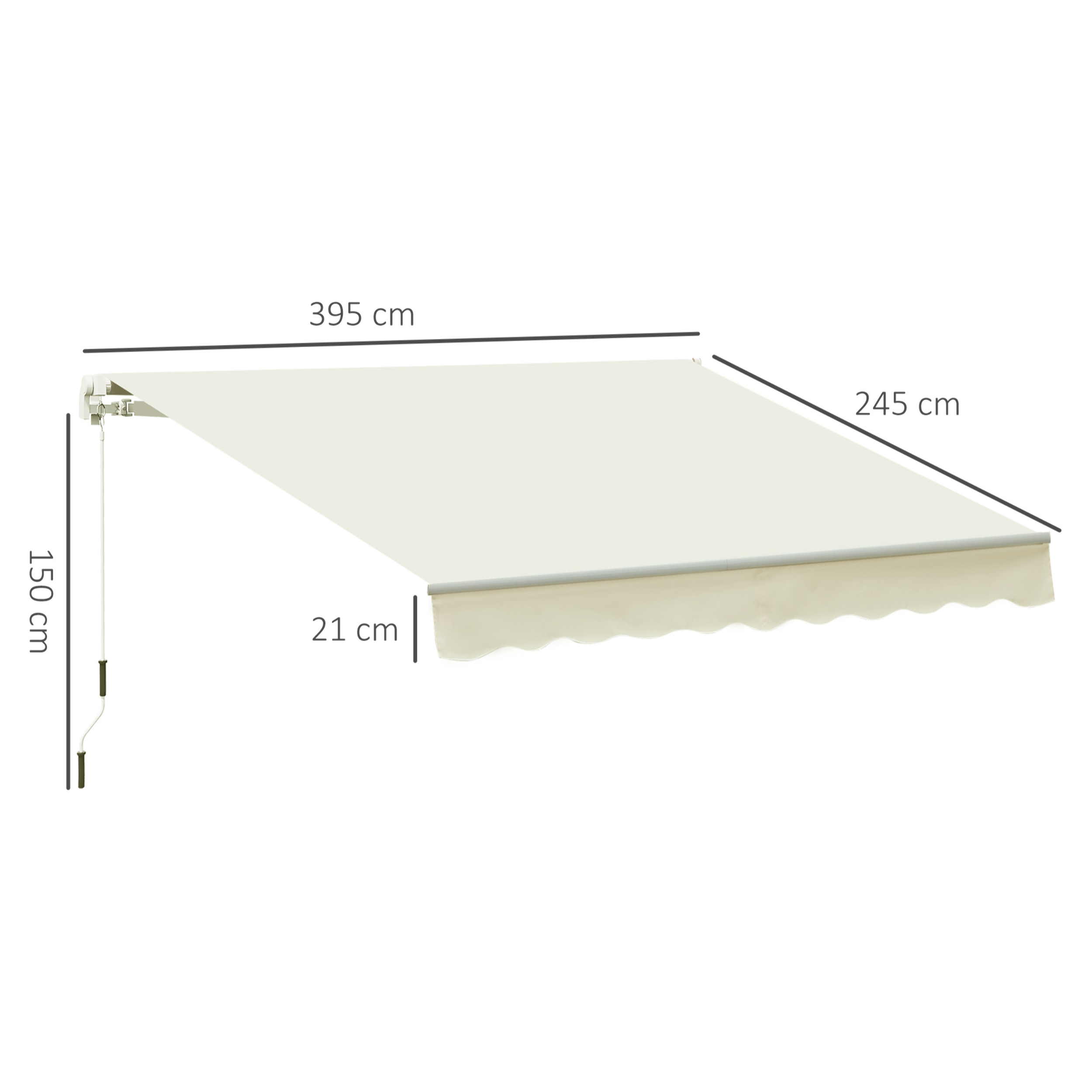 Toldo de Patio Balcón de Aluminio y Poliéster 4x2,5m Blanco