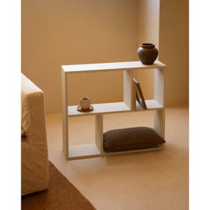 Mueble auxiliar de madera lacada en tono beige con 1 estante y 2 separadores Alto: 74 Largo: 80 Ancho: 20