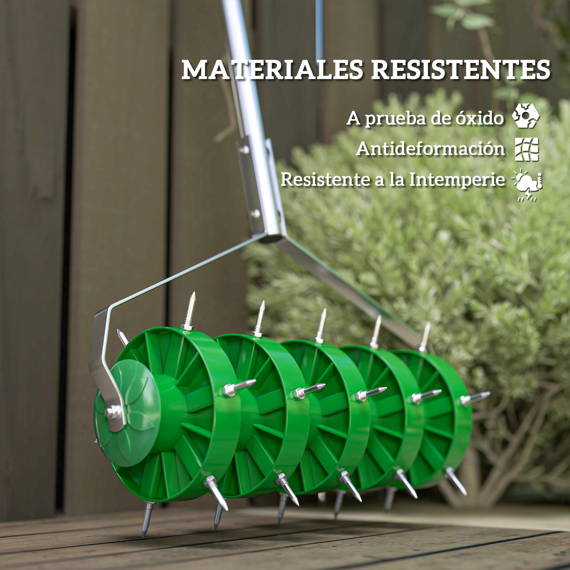 Rodillo Aireador de Césped, Aireador de Césped Manual con Clavos y Mango Desmontable de 100 cm en Tres Piezas y Púas para Aflojar el Suelo, para Jardín, Patio, 45 cm Ancho