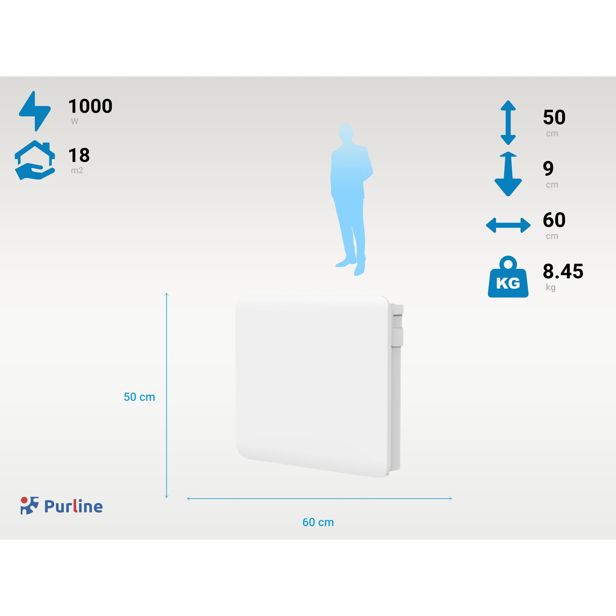 Radiateur à inertie avec plaque céramique interne avec contrôle WIFI 1000   W