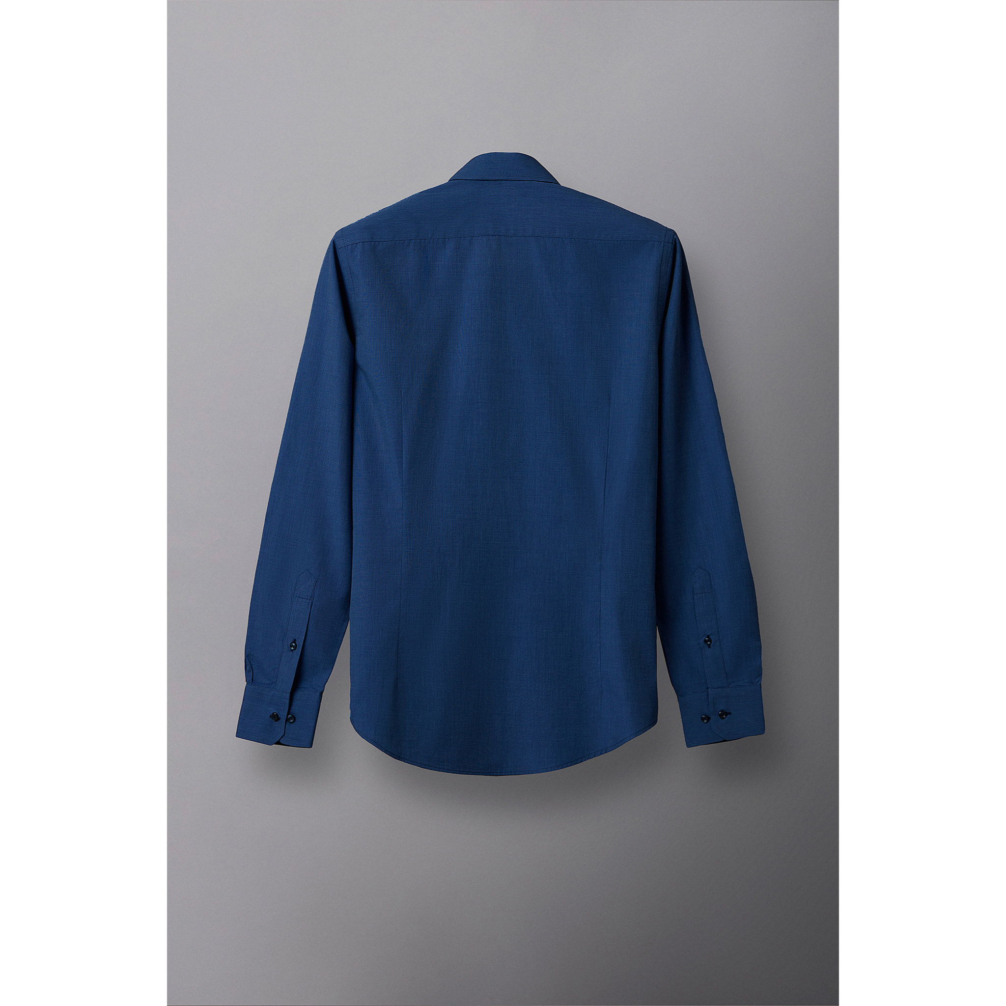 Camicia Uomo 1 Bottone Morbido Fil a fil Unito Blu Inchiostro