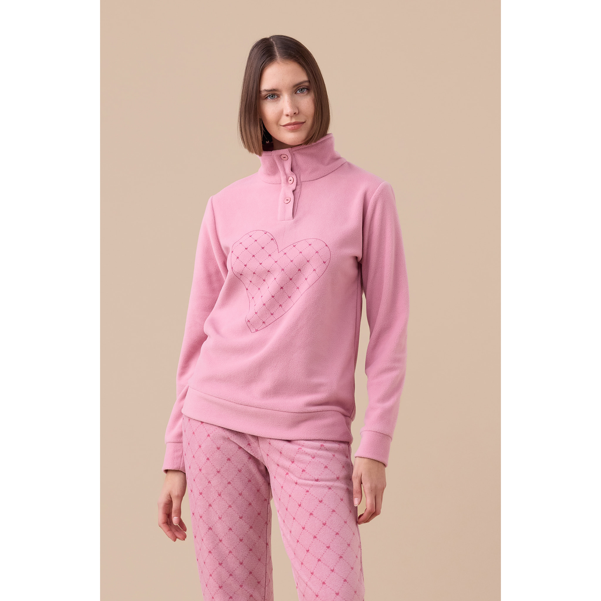 Pigiama donna invernale in micropile articolo cuore. Noidinotte
