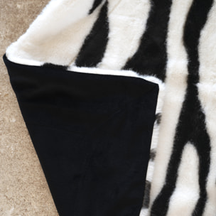 Plaid doux à motif zèbre avec dos en velours - Noir