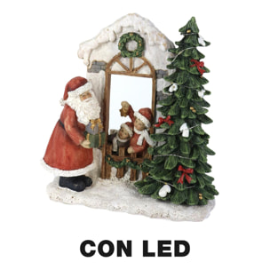 Statua in resina babbo natale con led rosso cm22x9,5h22,5