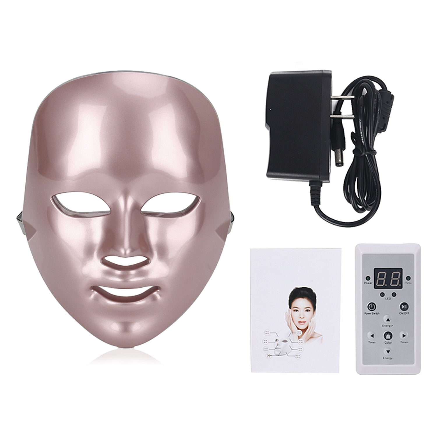 Máscara LED fotónica de siete colores. Cuidado facial, anti edad, rejuvenecimiento de la piel.