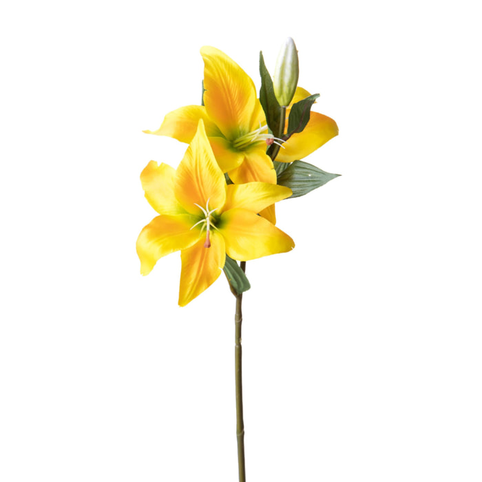 Lilium Composto Da 3 Fiori. Altezza 65 Cm - Pezzi 6 - 17X65X15cm - Colore: Giallo - Bianchi Dino - Fiori Artificiali