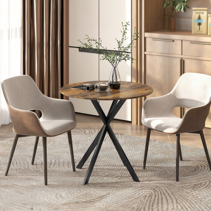 Table ronde style industriel bois métal 2 pers. dia. 80 cm vieilli