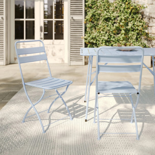 Lot de 2 chaises de jardin en métal bleu pastel, pliantes - Yumi