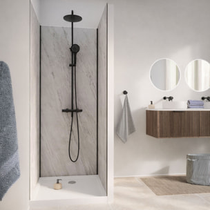 Pack 3 Panneaux Muraux Pierre Artic Storm 90x210cm et Profilés Noirs - STONE'IT