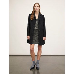 Motivi - Cappotto monopetto in panno misto lana - Nero