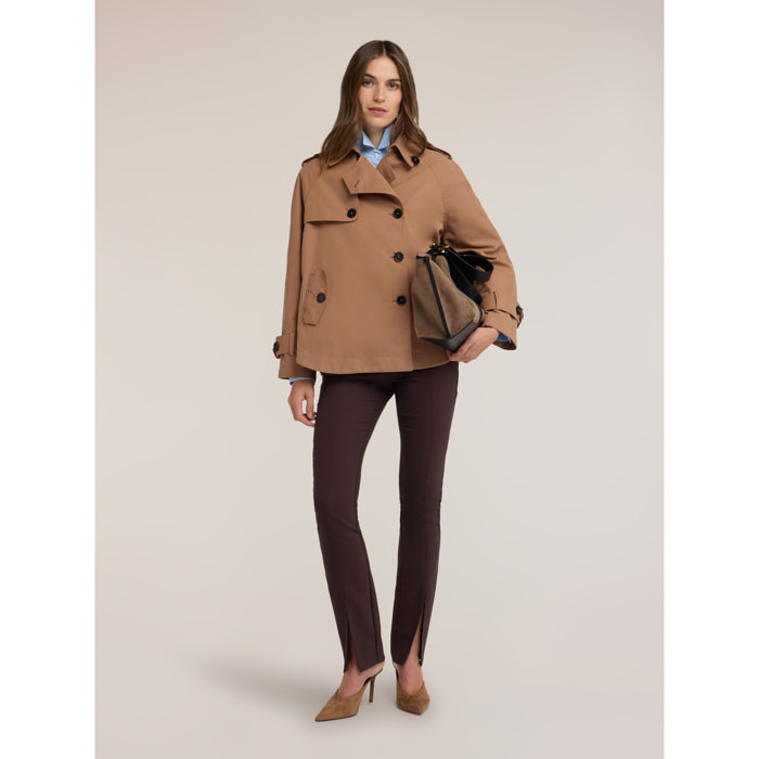 Motivi - Pantaloni slim in cady con spacco - Marrone