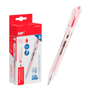 PACK 12 BOLÍGRAFOS TINTA GEL PUNTA 0.5 mm ROJO