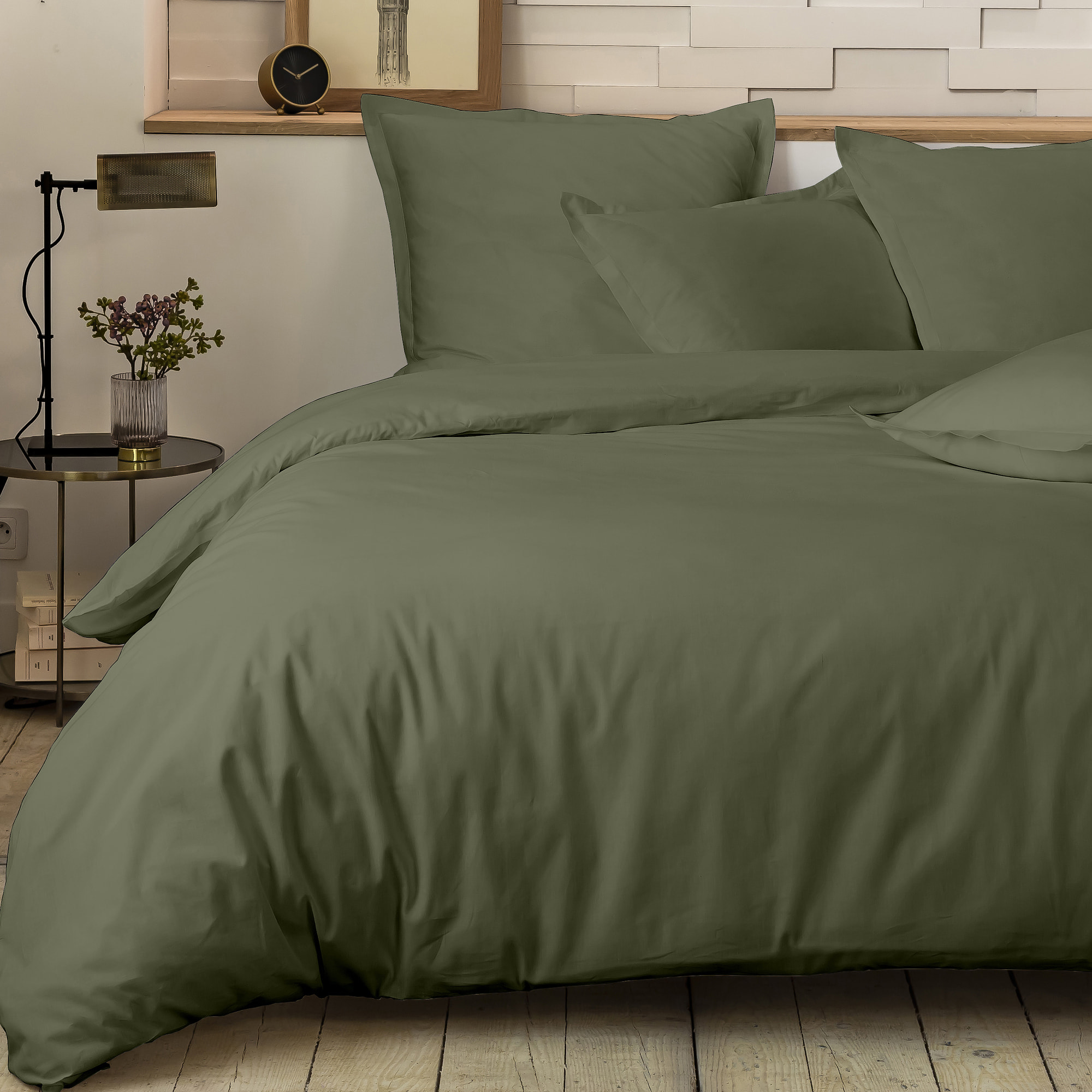 PARURE HOUSSE DE COUETTE 2 PERS 240x220 percale de Coton - PERCALE KAKI