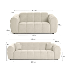 Ray - Ensemble de canapés droits 2+3 places tissu texturé - Beige