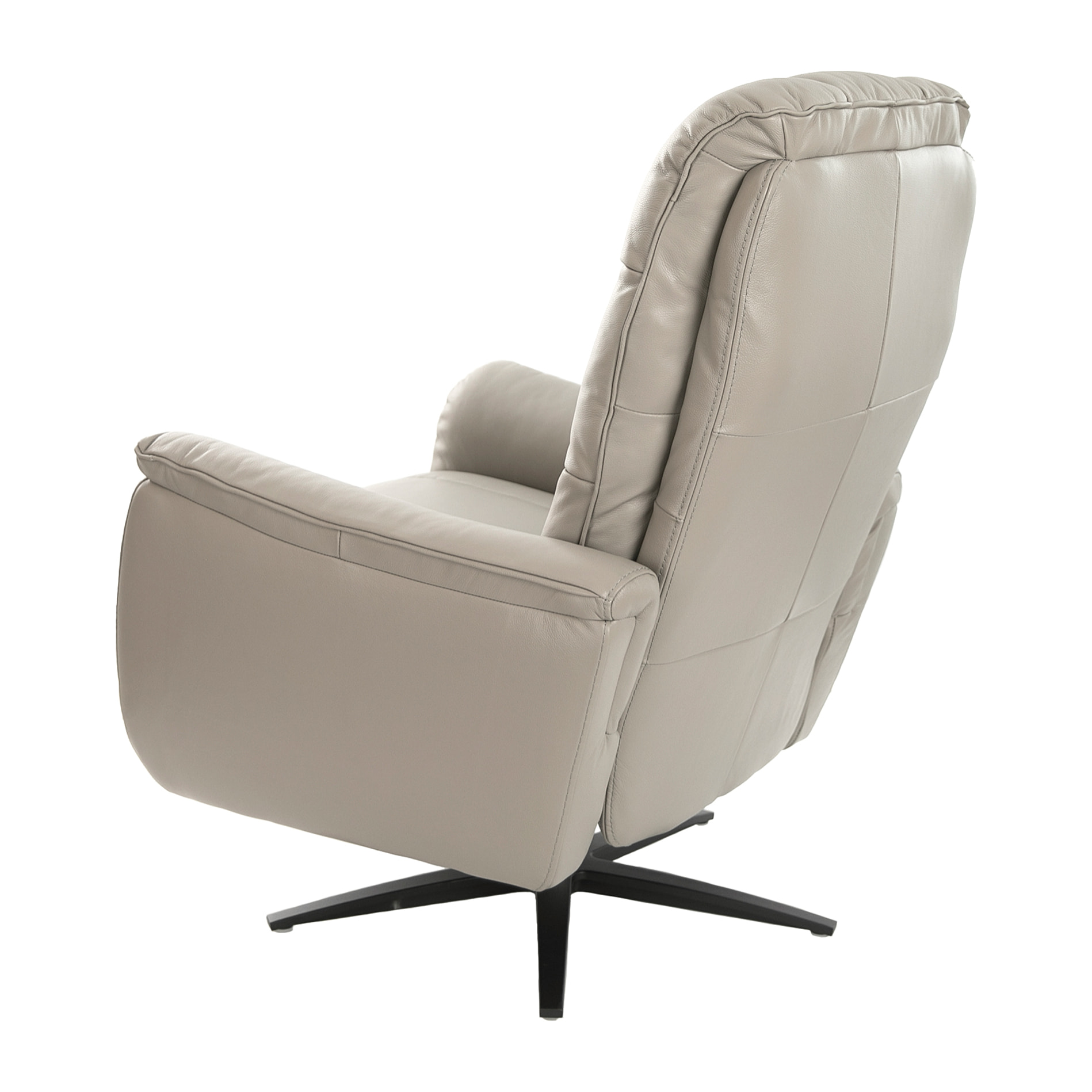 Sillón Angel Cerdá relax giratorio con reposabrazos con asiento y respaldo tapizados en piel de origen vacuno en gris patas de acero inoxidable en epoxi negro 85x80x106cm